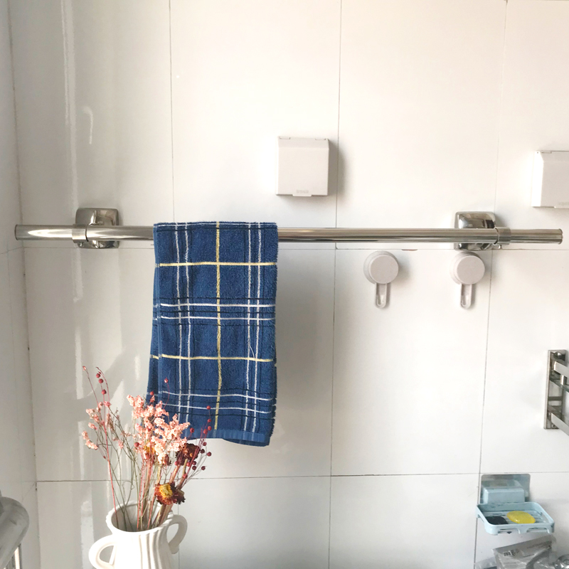 定制加厚不锈钢阳台固定晾衣杆 2管加粗顶装挂衣杆单杆晾衣架