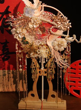 红色团扇材料包古风成品扇新秀禾服新娘结婚出嫁手工喜扇