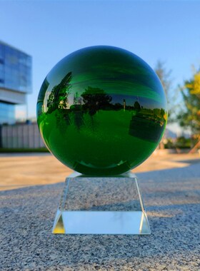 精品绿色水晶财富球桌面珍藏绿幽灵客厅玄关办公室桌送礼招财
