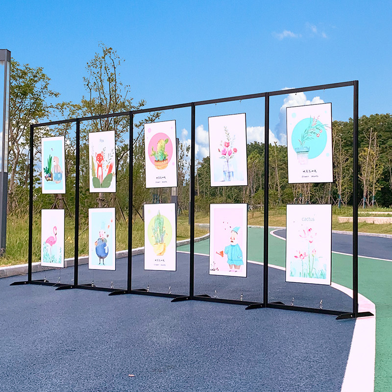 八棱柱画展展示架折叠书画展板幼儿园书法作品铝合金展板美术摄影