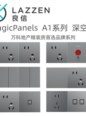 Nde良信深空灰单控五孔空调u电脑二位连体关插座