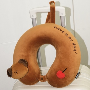 黑皮布丁U型枕护颈旅行飞机火车车载记忆回弹力保护