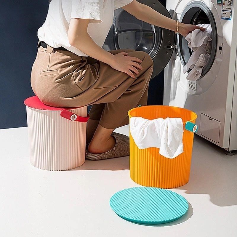 洗澡桶水桶凳儿童塑料加厚可坐幼儿园家用浴室手提洗衣收纳桶