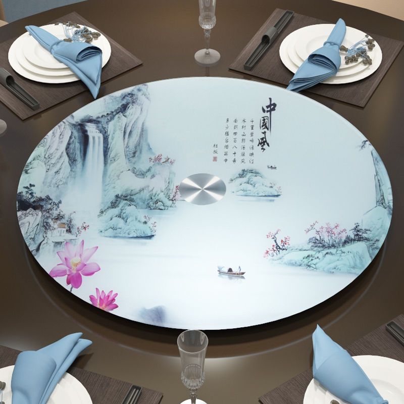 加厚钢化玻璃转盘家用大圆桌旋转圆台面贴画转盘酒店餐桌玻璃转盘