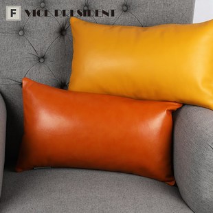 别墅头层真牛皮汽车腰靠枕办公室背护腰支撑头枕靠垫大靠背腰垫软