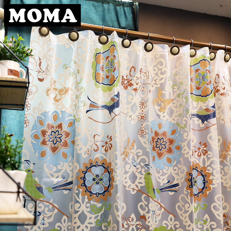 默玛浴帘装免打孔伸缩杆隔断帘挂帘浴室蜡染鸟,家庭/个人清洁工具,浴帘,淘宝优惠券,粉丝福利购,淘宝优惠卷
