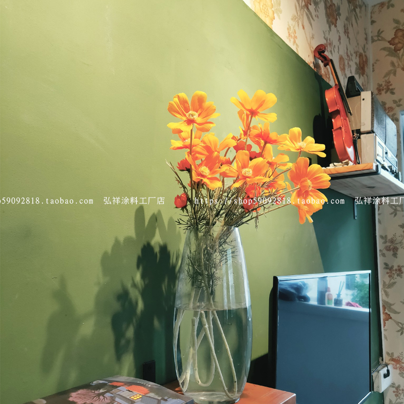 乳胶漆墨绿浅绿复古绿色墙漆油漆家用室内彩色自刷环保涂料背景墙