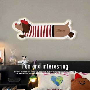 腊肠狗卧室床头装饰画壁灯客厅沙发背景墙挂画玄关灯画高级