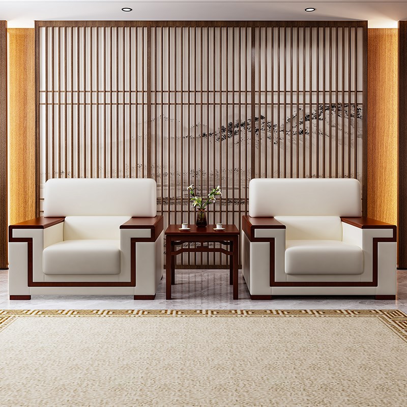 贵宾商务接待会议沙发会议室会展单人实木会客室办公室中式沙发