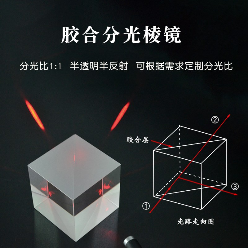 分光棱镜70mm1:1半透半反胶合四棱镜 稚晖君超大电视屏幕影像棱镜