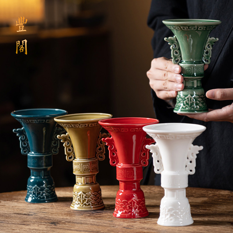 陶瓷仿古代爵杯觚杯帝王杯分酒器复古酒壶酒杯套装喝酒酒盏酒盅樽_虎窝淘