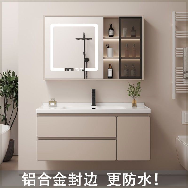 铝封边67cm卫生间洗漱台77/87/97/107/117陶瓷一体浴室柜洗手盆