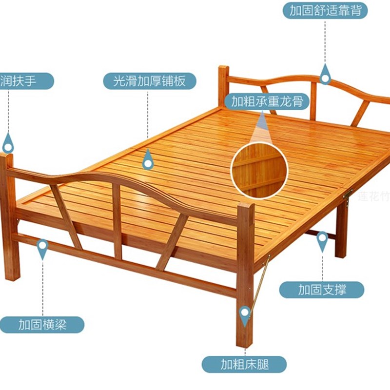 折叠床单人人凉床租房结实便携家用米结实1米午休躺睡竹床