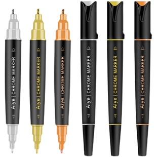 爱也镜面金属笔液体笔反光油漆笔电镀银色金色铜色双头镀铬马克笔