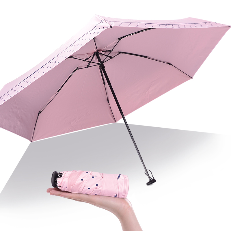 日系超轻超小五折太阳伞女夏小巧超级迷你拇指伞晴雨两用便携口袋