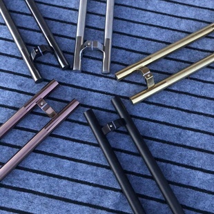 有框玻璃门拐脚拉手玫瑰金黑钛金马蹄脚白钢推拉门木门把手