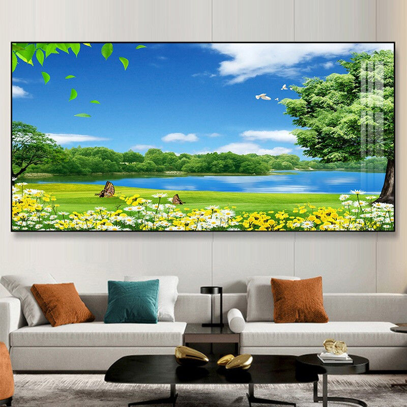 现代田园风景客厅装饰画沙发背景晶瓷树林卧室餐厅墙壁挂画