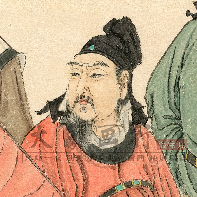 水浒一百零八将图卷 传统人物画临摹范本 卧室客厅装饰画绢布画心