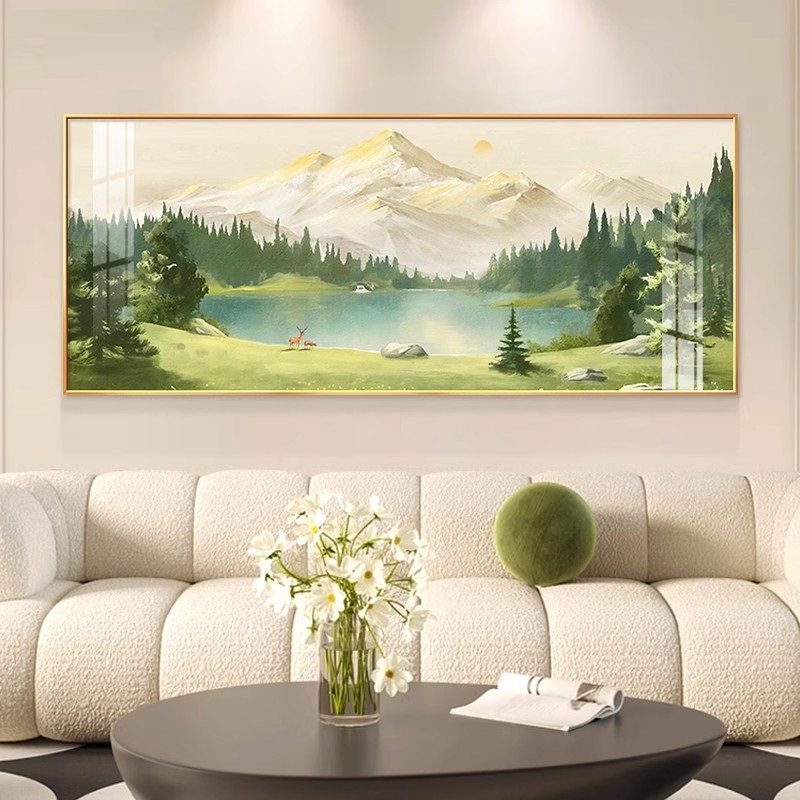 现代简约客厅装饰画2024新款沙发背景墙挂画高档大气壁画山水油画