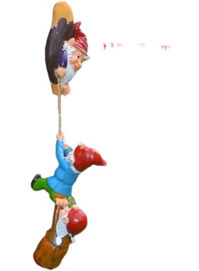 欧美小矮人室外花园庭院树脂爬绳摆件树装饰造景地精小人挂件工艺