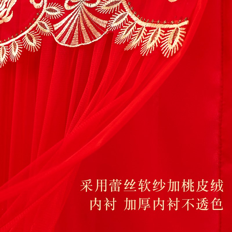 红色结婚喜庆暖气片防尘罩全包老式暖气片罩遮挡装饰帘防熏黑墙