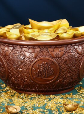 紫铜元宝聚宝盆家居饰品礼品客厅办公室公司业乔迁