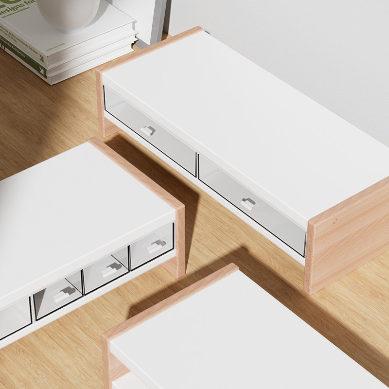 LZL 台式电脑显示器增高架托架垫高底座小尺寸带抽屉桌面收纳支架