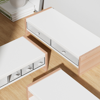 LZL 台式电脑显示器增高架托架垫高底座小尺寸带抽屉桌面收纳支架