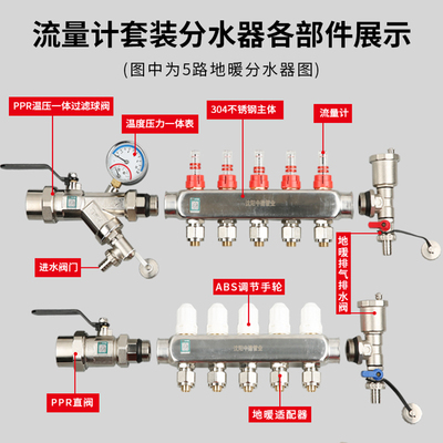 兴中德智能温控地暖分水器地热集水器装计消磁