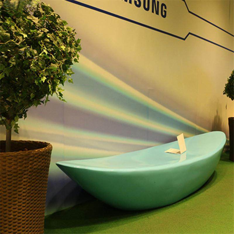 美陈创意小船造型玻璃钢休闲座椅花盆组合长凳户外商场休息等候椅