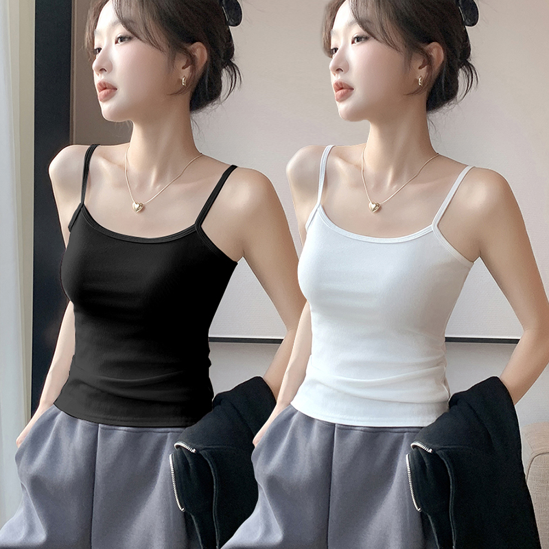 白色纯棉小吊带背心内搭女美背