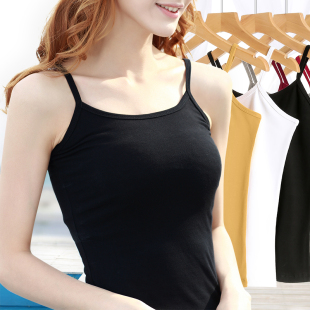 大码 内穿黑白色内衣修身 打底外穿 薄款 纯棉吊带背心女内搭夏季