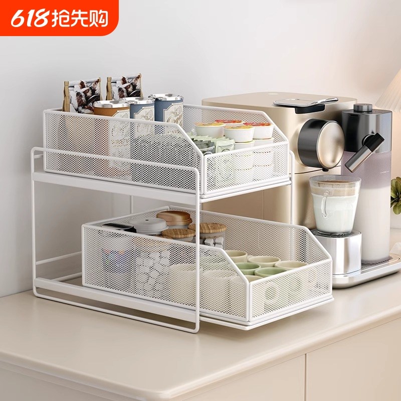 杯子收纳置物架餐边柜q咖啡杯茶杯茶具桌面水吧收纳柜子抽拉式双