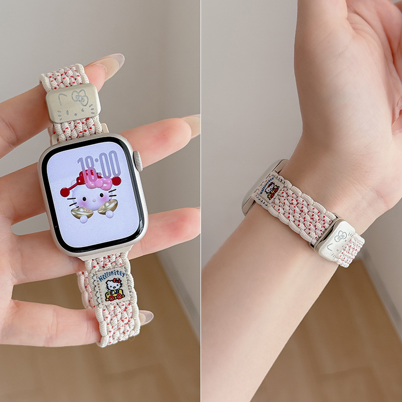 可爱KT猫小蛮腰尼龙编织苹果表带