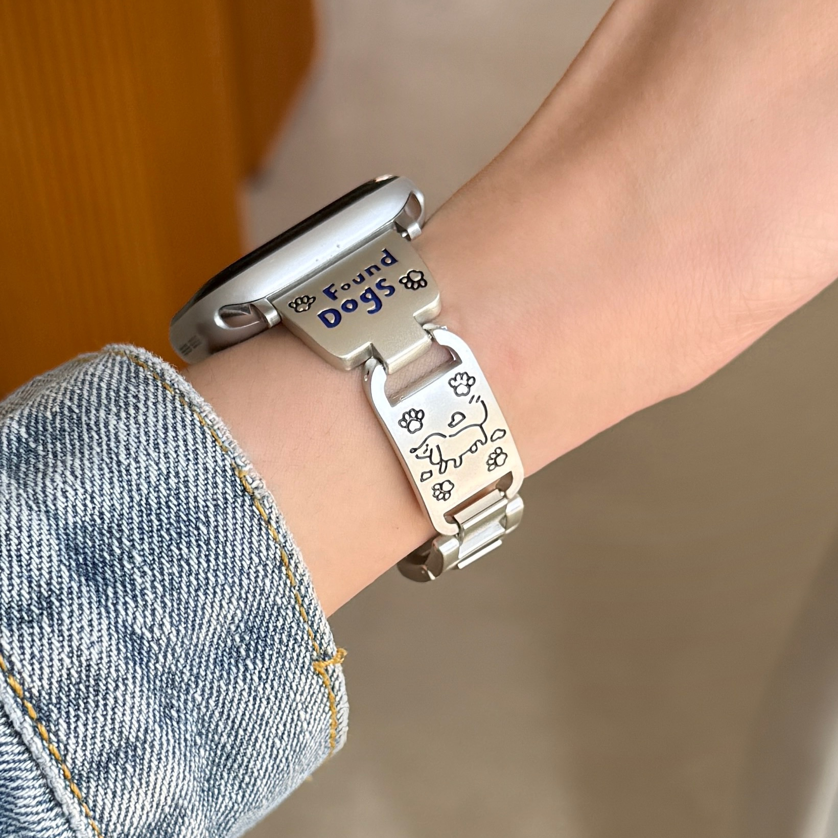 可爱小狗金属苹果手表表带小众女