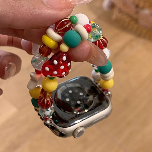 小众设计圣诞手串苹果手表表带女