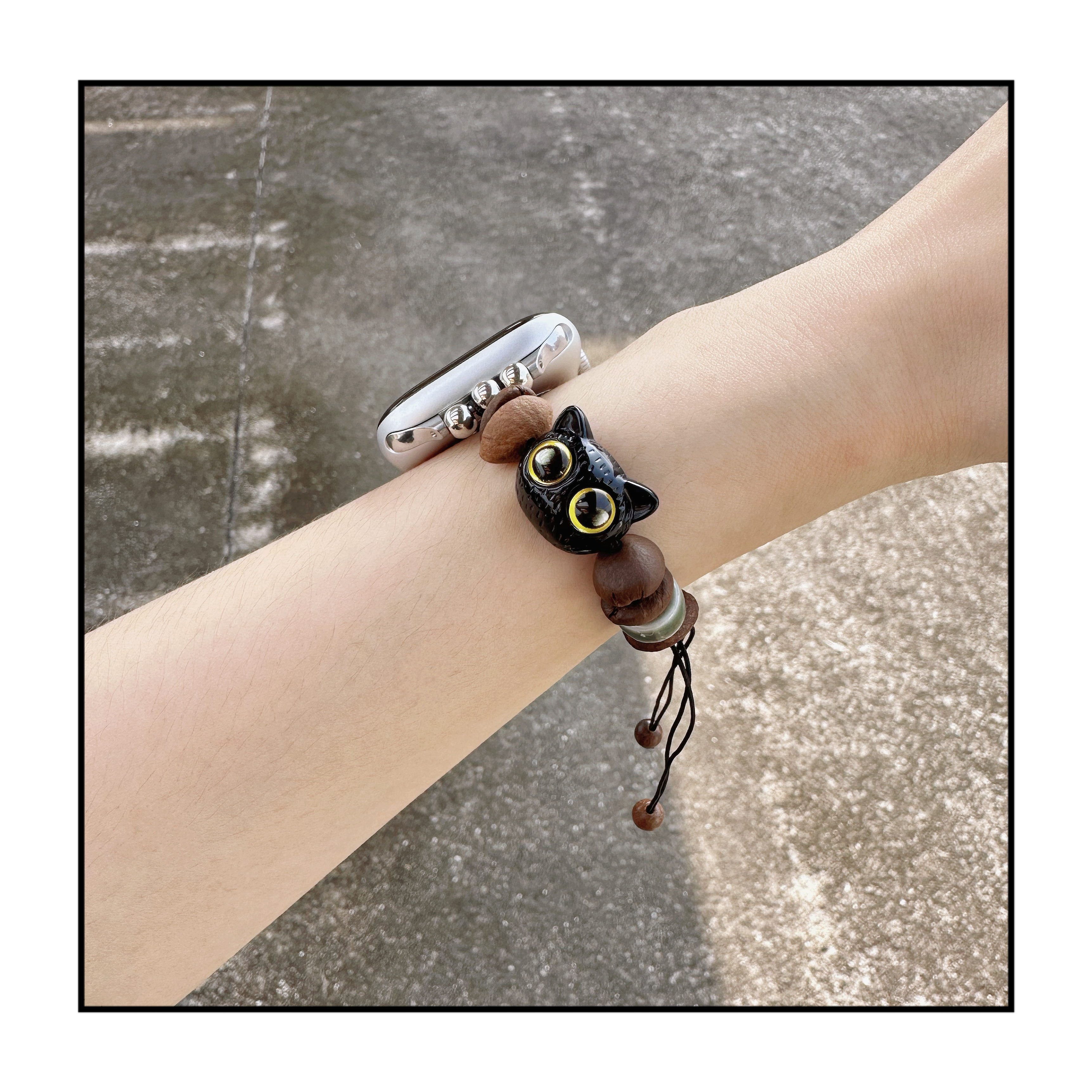 半都苹果手表猫咪咖啡豆串珠表