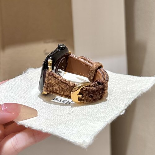 苹果手表法式复古美拉德毛呢表带