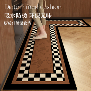 厨房专用l型地垫硅藻泥2025新款厨房中古风地垫耐脏免洗可擦洗