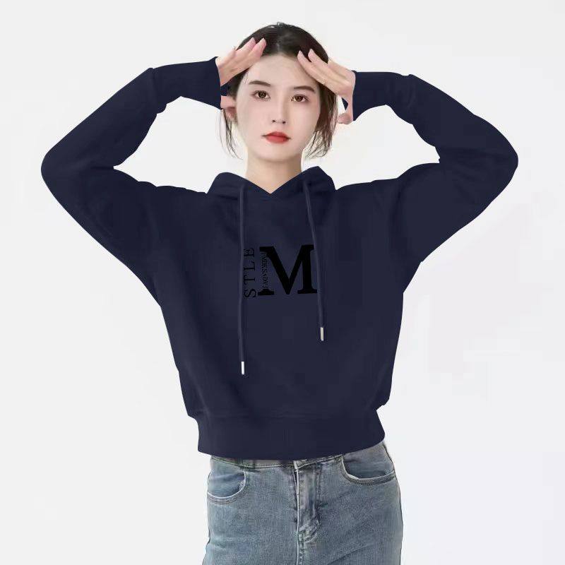 秋冬款加绒加厚高腰短款卫衣女时尚休闲百搭显瘦ins连帽外穿上衣