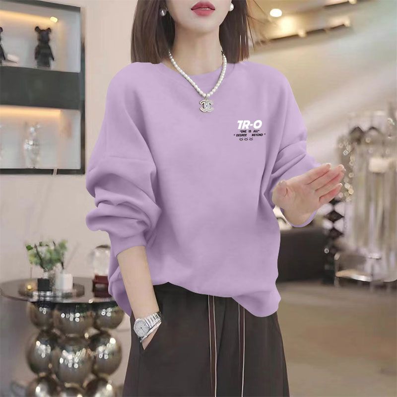 纯棉简约圆领长袖卫衣女秋冬季