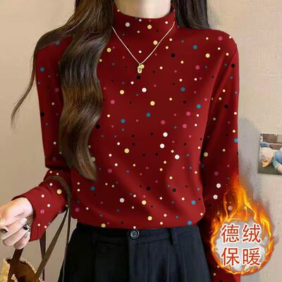 秋冬季洋气大码德绒打底衫女