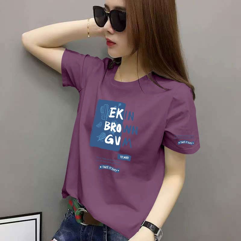 夏季时尚纯棉短袖t恤女上衣