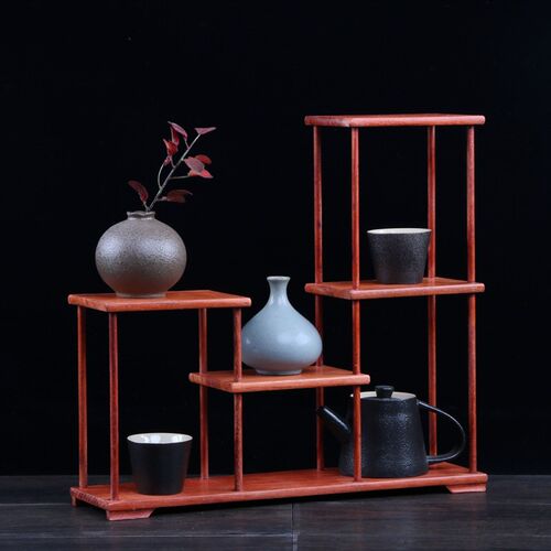 小博古架榫卯结构梨木红木多宝阁实木紫砂壶茶具展示架