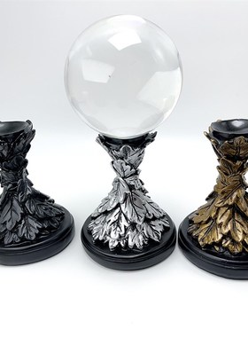 羽毛柱水晶球底座树脂圆球底托支架叶子柱家居桌面