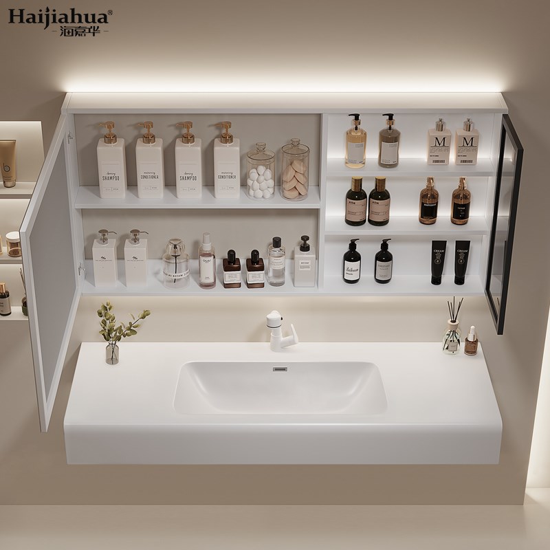 定制绮美石肤感一体盆浴室柜洗手盆台面洗漱台卫生间洗脸盆柜