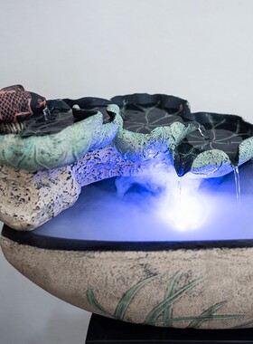 中式假山喷泉流水落地客厅创意水景招财鱼缸装饰业礼品