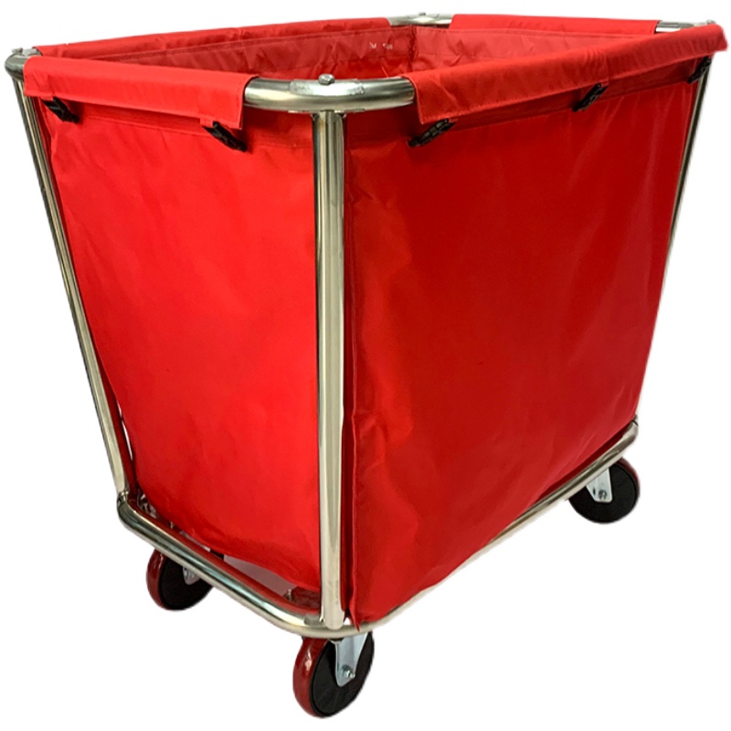 酒店布草车工作车推车不锈钢折叠收集房口车红色袋锥形客房服务车