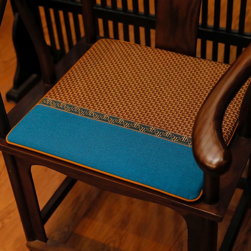 中式红木沙发坐垫夏季凉席透气椅垫防滑实木圈椅藤竹席餐椅垫定制