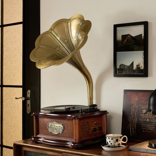 唐典F9复古留声机客厅欧式黑胶多功能家用古典黑胶唱片机